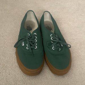 Green vans authentic with gum bottoms
